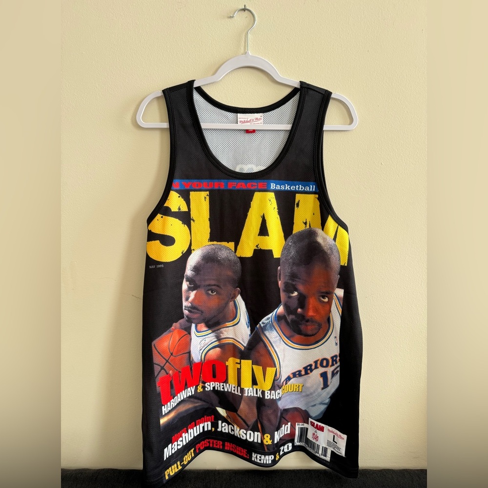 NWOT Mitchell & Ness Slam 1995 Golden State Warriors Basketball Graphic Tank Top